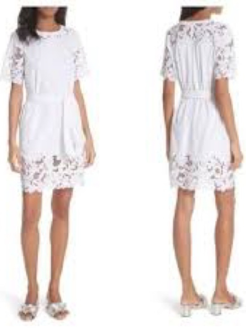 Rebecca Taylor White Lace Short Sleeve Dress. NO BELT or belt loops. Has pockets